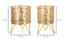 Porta Vasi Naty Coppia Ø16x20 cm - Ø13x20 cm in Ferro Oro      