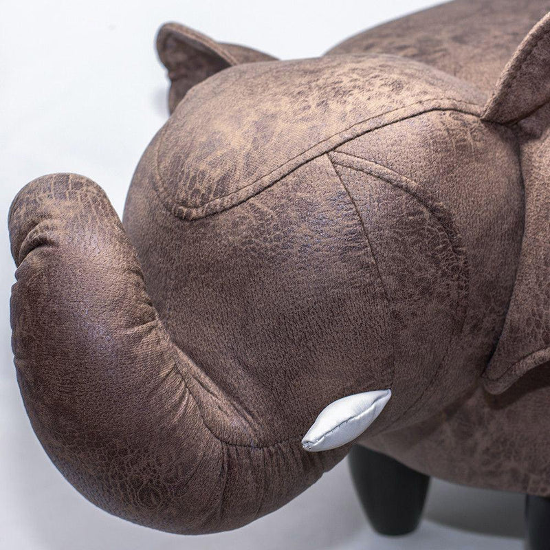 Sgabello Pouf Poggiapiedi per Bambini 65x34x37 cm Elefante Marrone Divina Home