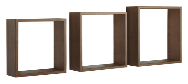 online Set de 3 Etagères Murales Cube en Panneau de Fibres Incubo Slim Chêne Tabac