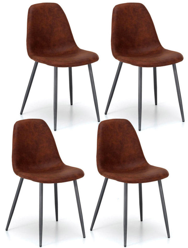 Set 4 Sedie 44x50xH84 cm in Similpelle Brigitte Marrone sconto
