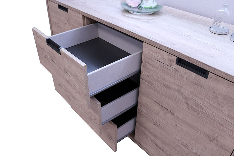 Madia Mobile da Salotto 2 Porte 3 Cassetti 82x156x50cm TFT  Palma Quercia Sherwood