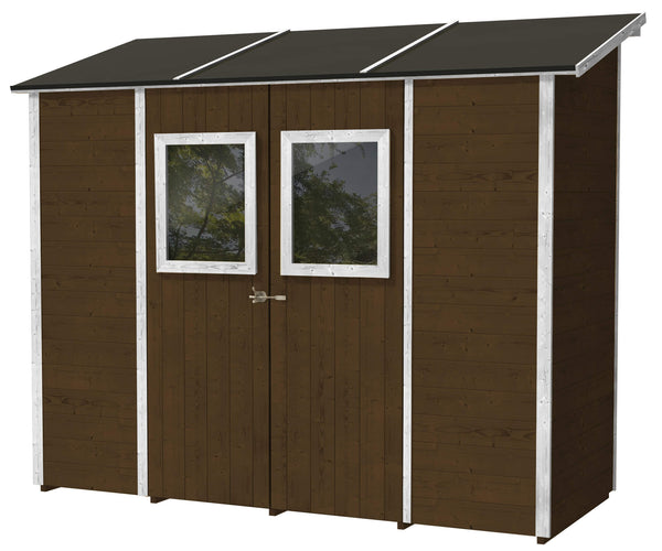 Abris de Jardin en Bois pour Outils 245x102x224 cm avec 2 Portes et Fenêtres Ecla Noyer acquista
