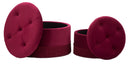 Puff Contenitore Lines New Coppia Bordeaux Ø71x41-55x33 cm in Legno Spugna e Poliestere Bordeaux
