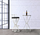 Tavolo Bar Oslo Ø60x105 cm in Ferro e Vetro Argento e Nero