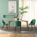 Set 4 Sedie Moderne Imbottite con Schienale Ricurvo 50x52x83 cm in Tessuto Effetto Velluto e Acciaio Verde