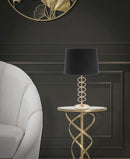 Lampada da Tavolo x Ø28x49 cm in Ferro Carta e Tessuto Oro e Nero