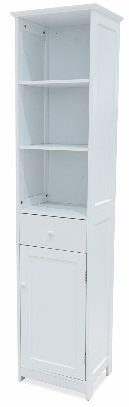 acquista Meuble Colonne 1 Porte 1 Tiroir 3 Etagères 30x39x175 cm en Bois Soriani Blanc