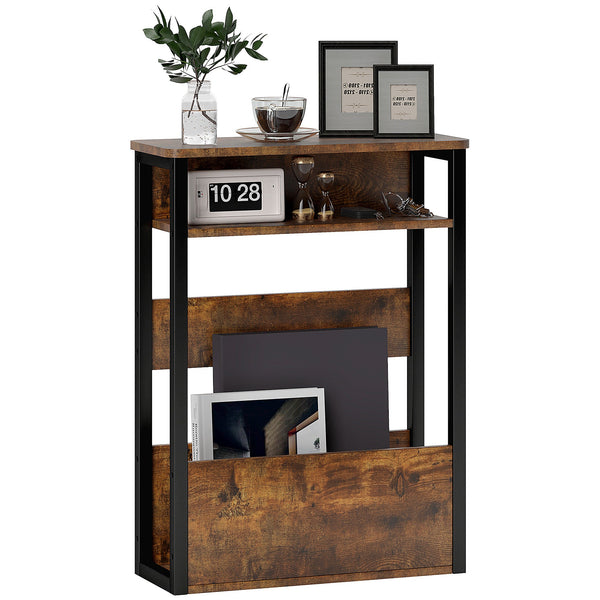 Tavolino da Soggiorno Laterale 46x18x58,5 cm in Stile Industriale 2 Ripiani in Legno e Metallo Marrone online