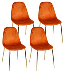 Set 4 Sedie Imbottite 44x55x86 cm in Velluto Arancione e Oro