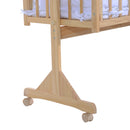 Culla Lettino a Dondolo per Neonati in Legno Naturale con Zanzariera e Biancheria da Letto 