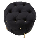 Puff Diamond Glam Nero Ø45x40 cm in Ferro e MDF e Spugna e Poliestere Nero e Oro