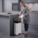 Pattumiera da Cucina 30 L 36,5x29,3x60,9 cm con Chiusura Ammortizzata e Secchio Rimovibile in Acciaio Inox e PP Argento      