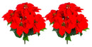 Set 2 Cespugli Stella Natale con 7 Fiori H50 cm Rosso