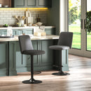 Set 2 Sgabelli da Bar Girevoli 44x53x91-111A cm in Tessuto Effetto Lino Grigio Scuro 