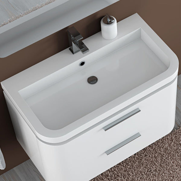 acquista Lavabo semi-circulaire en marbre artificiel blanc 90cm Fosterberg Hvid 1