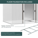 Casetta da Giardino con Doppie Porte Scorrevoli 277x195x192 cm in Acciaio e Polipropilene Argento