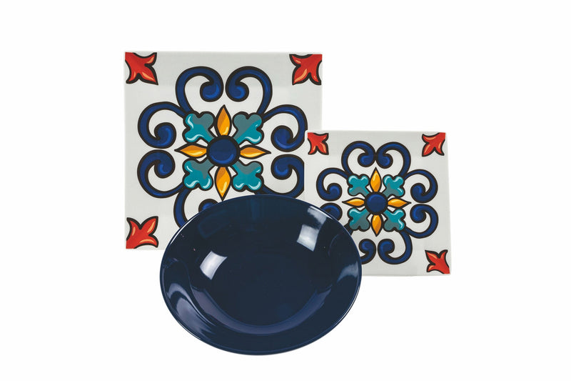 Servizio Piatti 18 Pezzi in Porcellana e Gres Multicolor Villa d'Este Home Tivoli Barrio