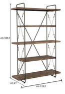 Libreria Raw 119,5x41x185,5 cm in Ferro e MDF Marrone e Nero
