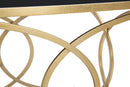 Tavolo da Caffé Infinity 110x60x45 cm in Ferro e Specchio e MDF Oro e Nero
