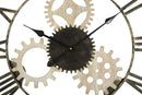 Orologio da Muro Ingranaggi Ø70x4,5 cm in Ferro e MDF Nero