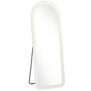 Specchio da Terra e Parete ad Arco 160x60 cm con Cornice in Flanella e MDF Bianco Crema      