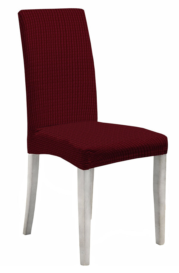 acquista Lot de 2 housses de chaise avec dossier élastiqué en polyester bordeaux Leslie