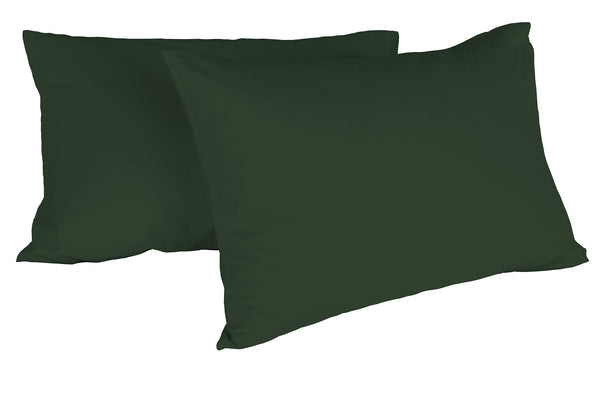 Paire de taies d'oreiller 52x82 cm en coton uni vert olive sconto