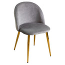 Set 4 Sedie Imbottite 38x43x74 cm in Vellluto Velvet Grigio e Oro