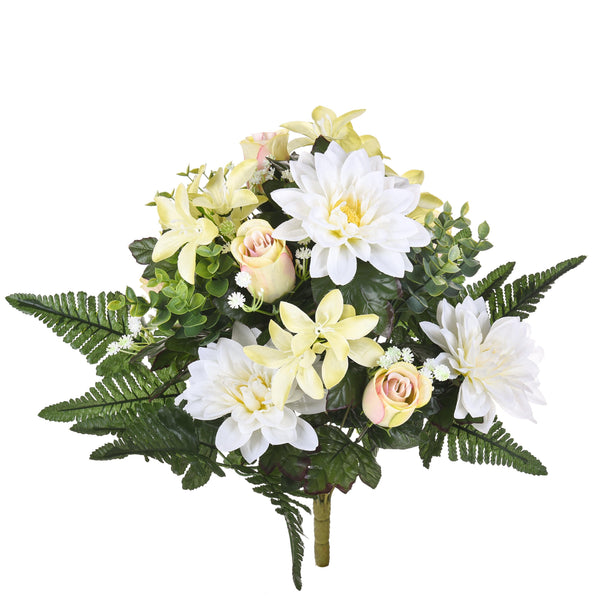 Lot de 2 bouquets artificiels avec dahlias blancs et champagne online