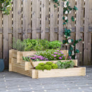 Orto Rialzato 3 Livelli 93x93x35 cm per Verdure Fiori e Piante in Legno