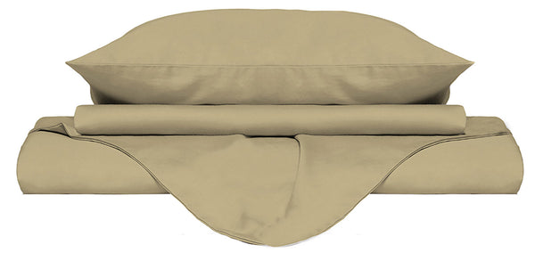 Housse de couette double avec sac et taies d'oreiller unies crème acquista