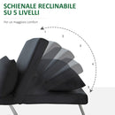 Poltrona Letto Singolo 65x69x80 cm Schienale Reclinabile su 5 Posizioni Nero   