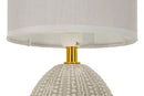 Lampada da Comodino Flavi Grigia Ø15x30,5 cm in Ceramica e Ferro e Tessuto Grigio      