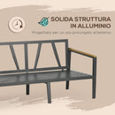 Set da Giardino Divano 2 Poltrone e Tavolino in Alluminio Grigio Chiaro