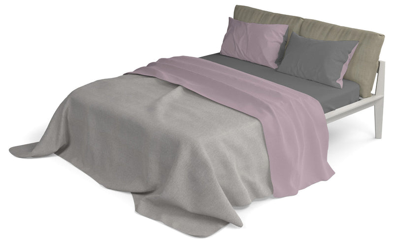 Set Lenzuola Sopra Sotto e Federe Doubleface Rosa Antico\/Fumo Varie Misure