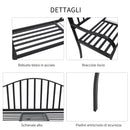 Panchina da Giardino 2 Posti in Ferro Battuto a Strisce Nero 