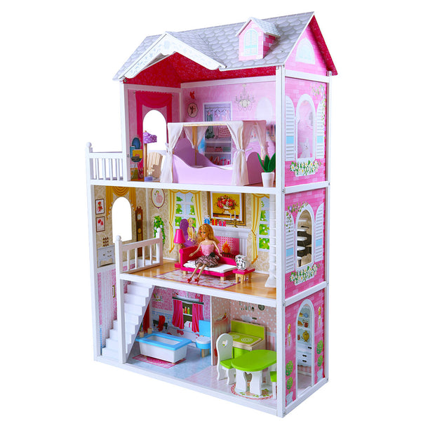 Villino Maison pour poupées en bois 3 étages avec mobilier sconto