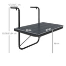 Tavolino da Balcone Pieghevole e Regolabile, in Alluminio e Legno Composito, 60x40x55-64 cm, Nero      