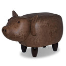 Sgabello Pouf Poggiapiedi per Bambini 66x34x36 cm Maialino Marrone Divina Home