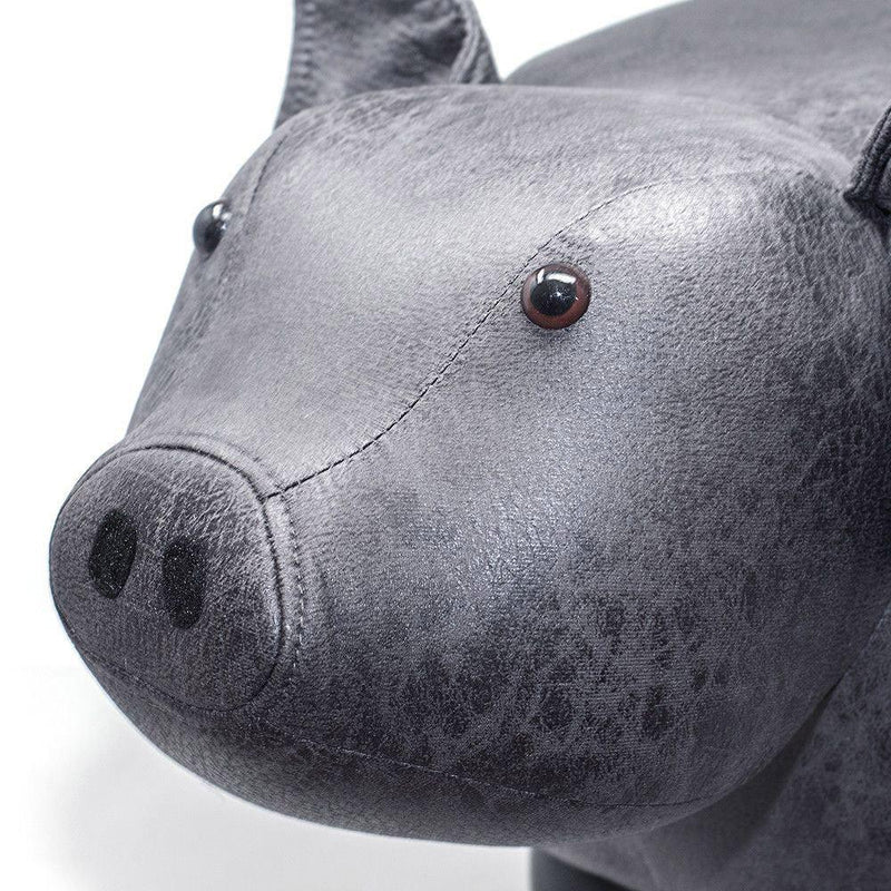 Sgabello Pouf Poggiapiedi per Bambini 66x34x36 cm Maialino Grigio Divina Home