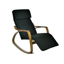 Sedia a Dondolo in Tessuto e Legno con Cuscino e Poggiapiedi 67x110/127xH95cm Nera