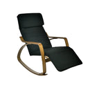 Sedia a Dondolo in Tessuto e Legno con Cuscino e Poggiapiedi 67x110/127xH95cm Nera