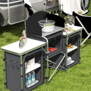 Cucina da Campeggio Pieghevole 172x48x119 cm con Ripiani e Ganci Nero   