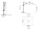 Ombrellone da Giardino Decentrato 3x3m in Alluminio Telo in Poliestere Mosini Blues Bianco