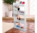 Carrellino da Cucina 54x102x12 cm 4 Ripiani con Ruote in Plastica Bianco