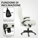 Sedia da Ufficio 68x72x110-120 cm Reclinabile Massaggiante Telecomando in Tessuto Effetto Lino Crema      