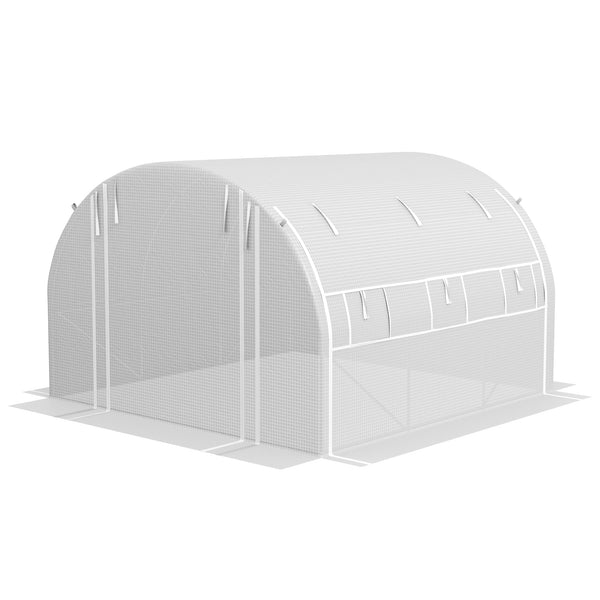 prezzo Serra a Tunnel con Porta e 8 Finestre Avvolgibili 3x3m Rivestimento in PE Bianca