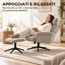 Poltrona con Poggiapiedi 78x78x115 cm Girevole e Reclinabile con Poggiatesta Regolabile Marrone Chiaro      
