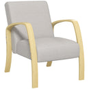 Poltrona Imbottita Stile Scandinavo in Tessuto e Legno di Betulla Grigio  