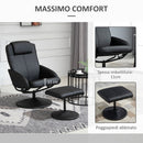 Poltrona Relax Reclinabile 71x78x101 cm con Poggiapiedi Nera